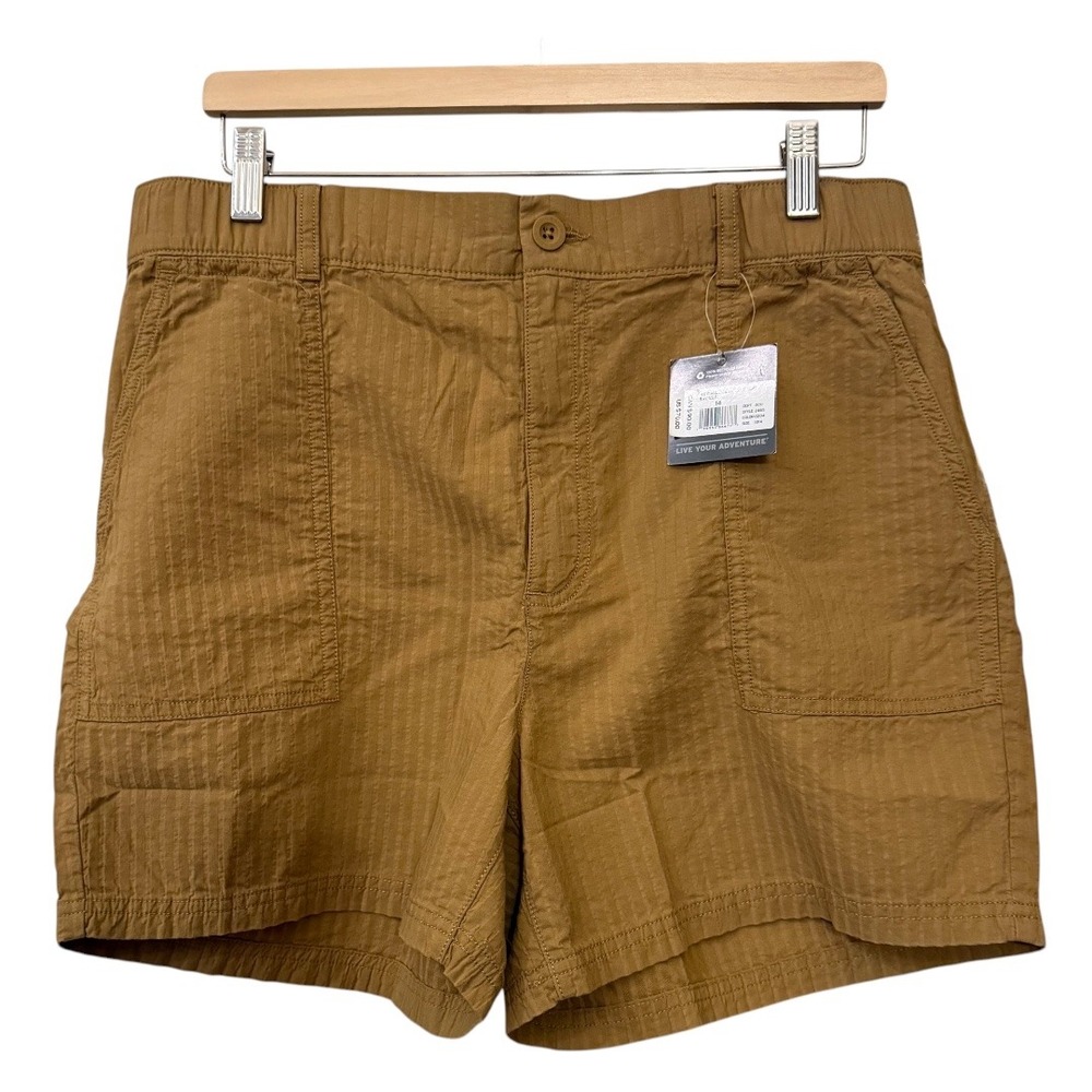Eddie Bauer NWT Wmns Bronze/Camel Dobby Stripe Packable Gorpcore Shorts Size 14